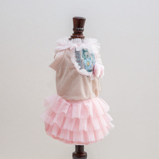 109-dress flowers pink grey