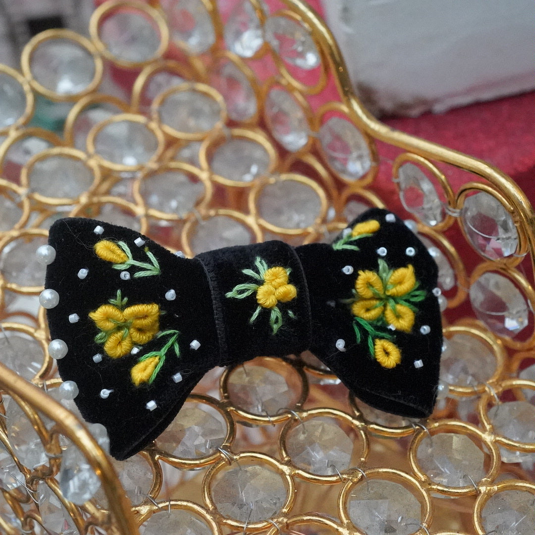 ベロアリボンバレッタ【OROKU デニムリボン】