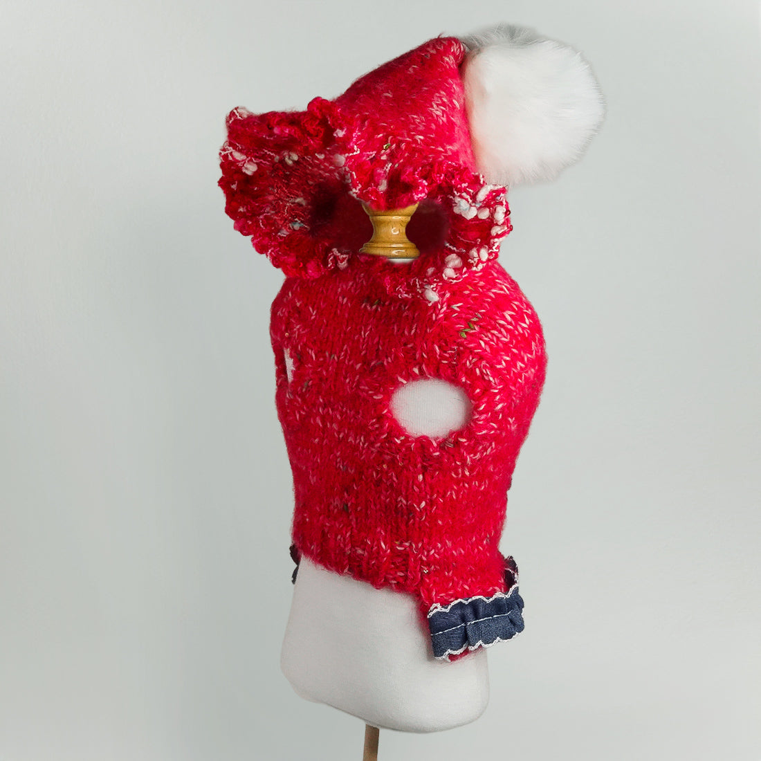 フリル付きニットフード