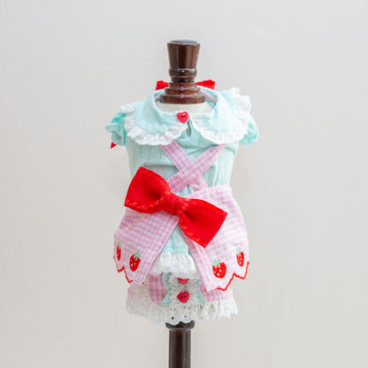 コットンレースいちごシャツ【Miss blue pet】