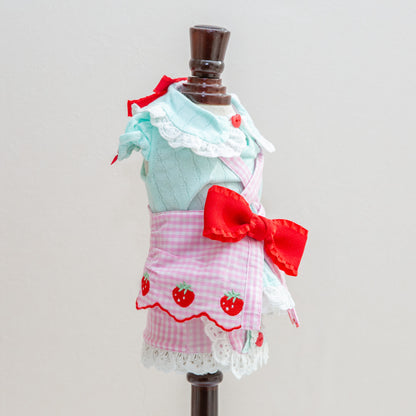 コットンレースいちごシャツ【Miss blue pet】