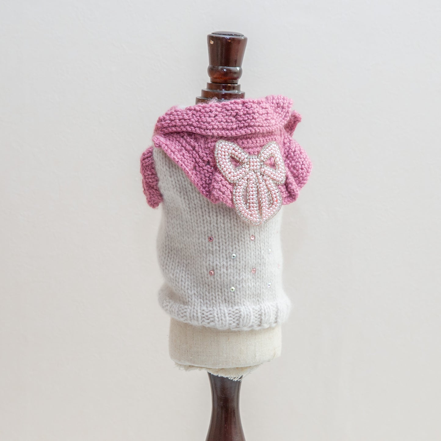 14-pullover cashmere bib bow