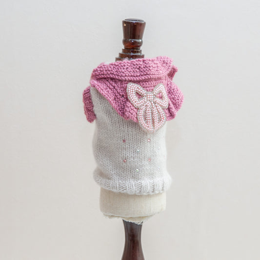 14-pullover cashmere bib bow