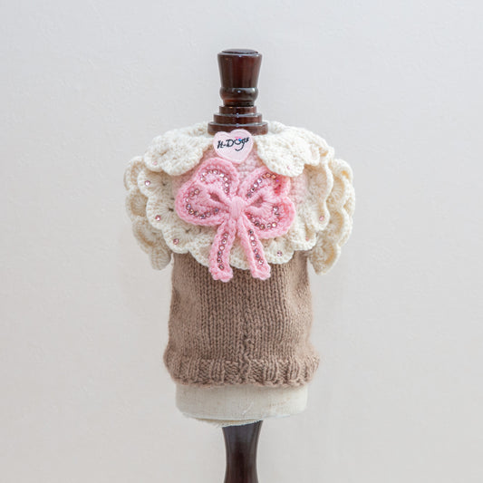 8-pullover brown bib pink and ivory with