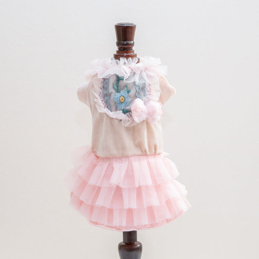 109-dress flowers pink grey