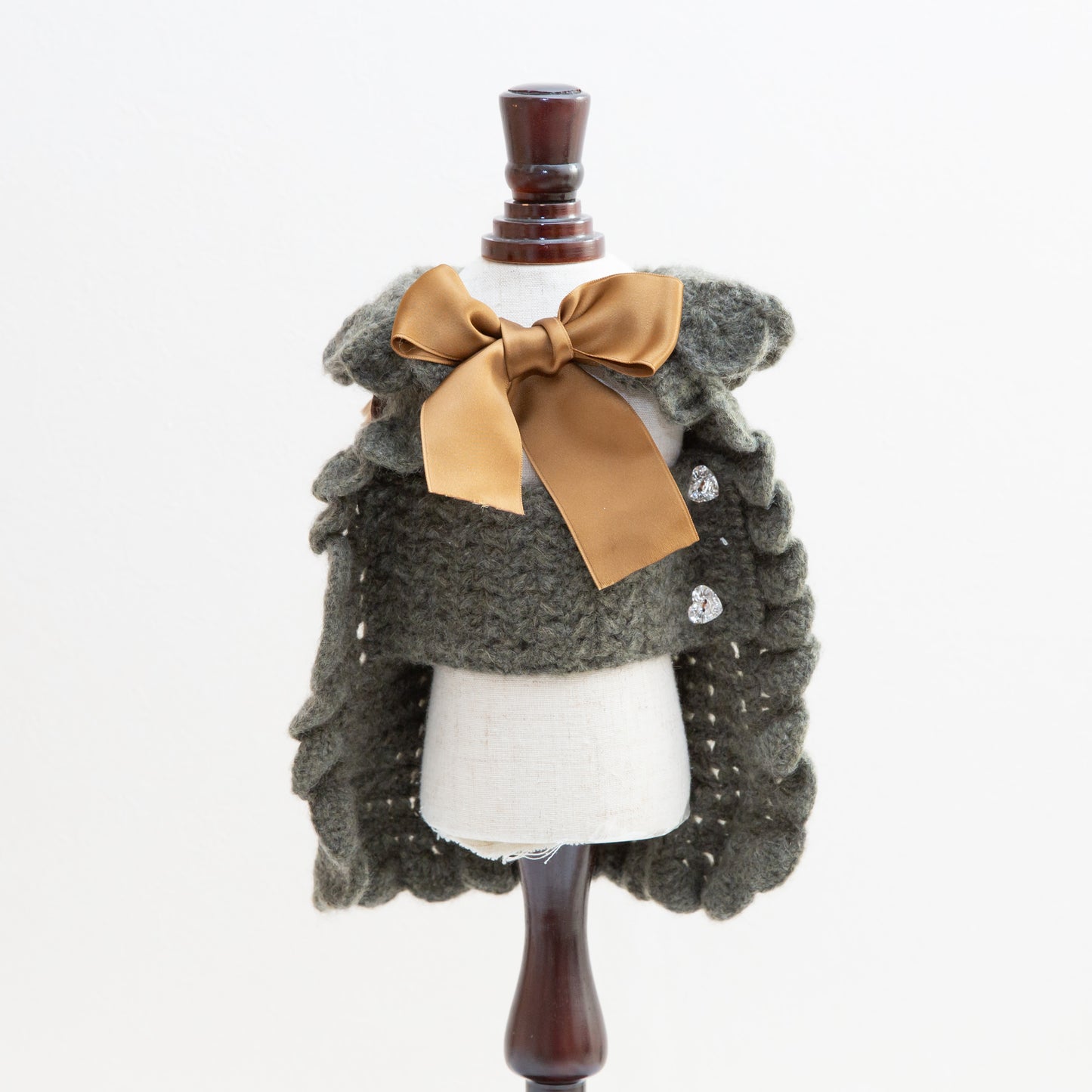 60-coat crochet forest green cashmere