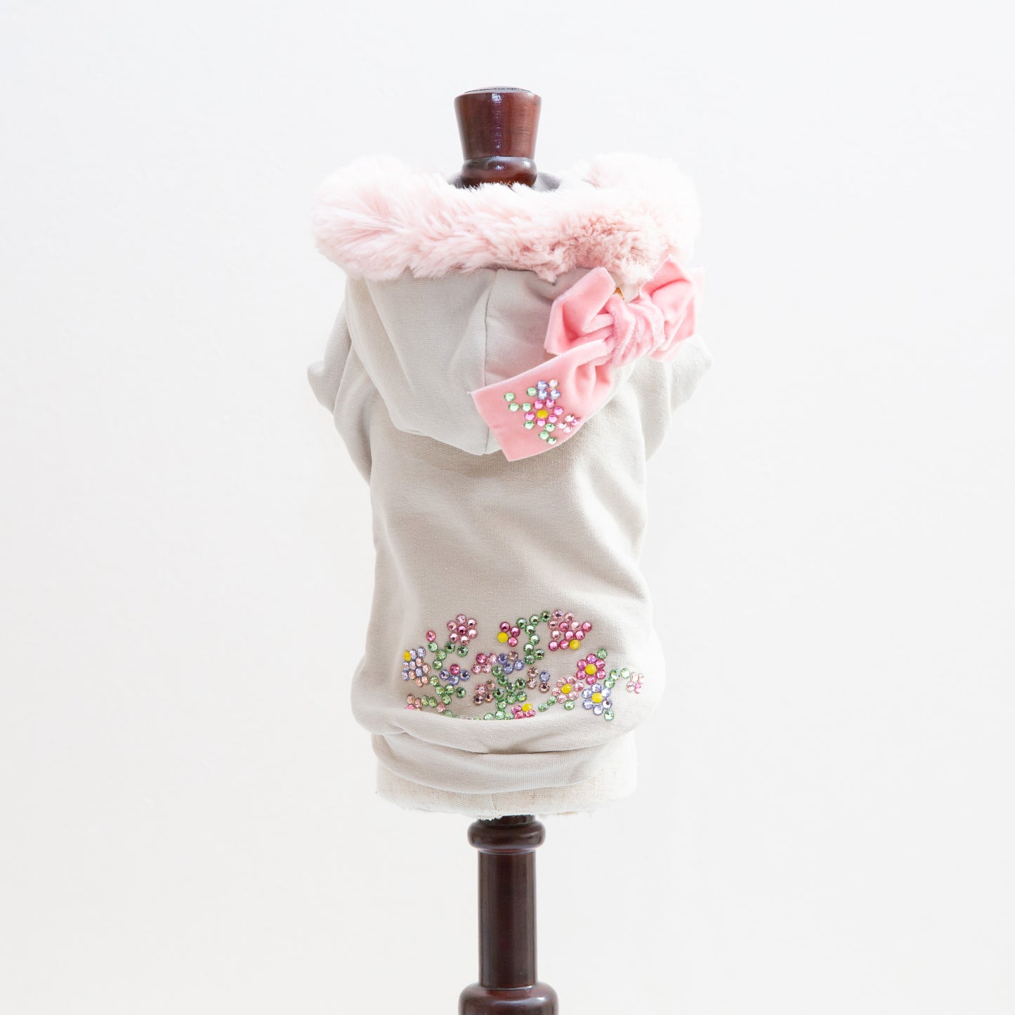 Hoodie sweatshirt crystals fakefur