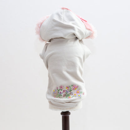 Hoodie sweatshirt crystals fakefur