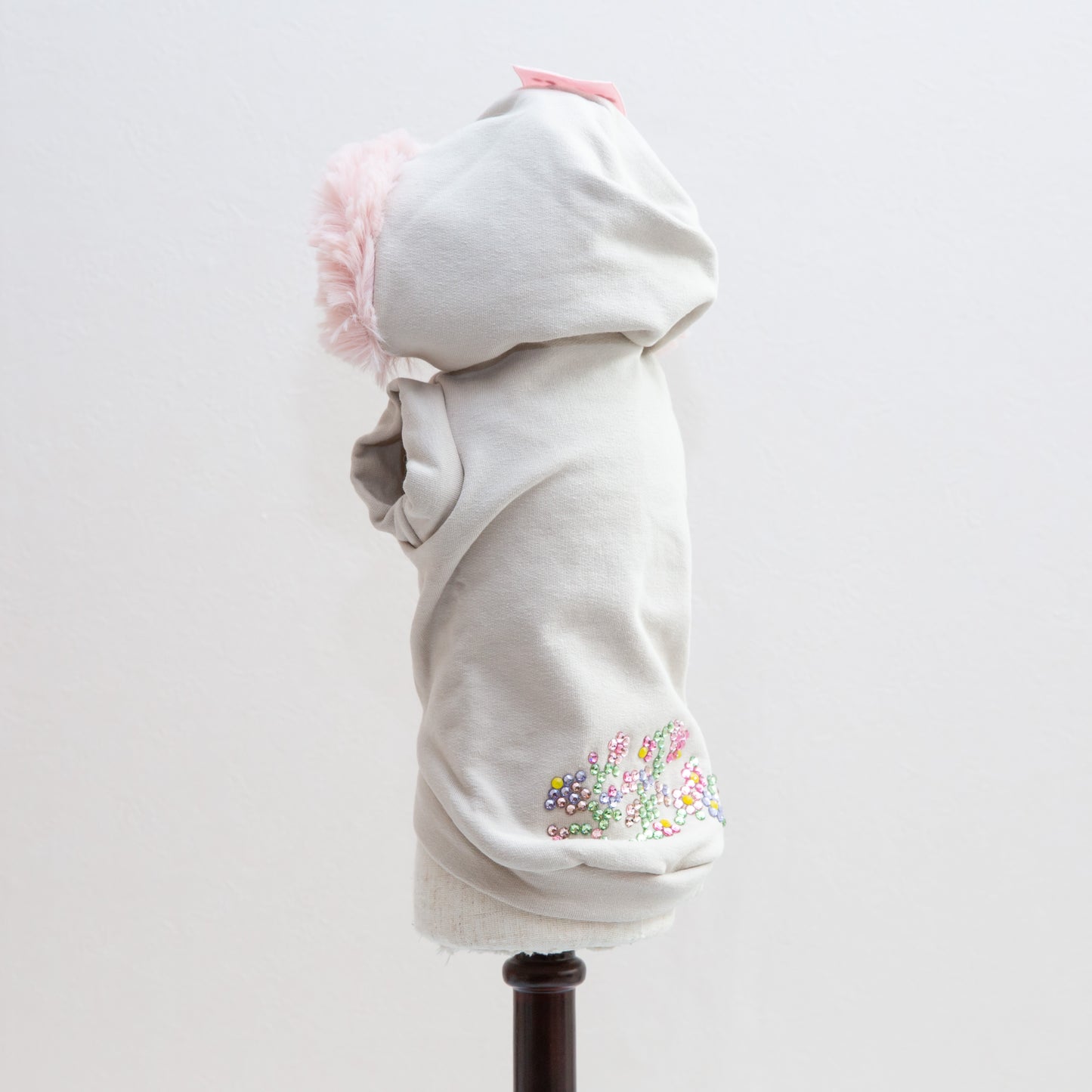 Hoodie sweatshirt crystals fakefur