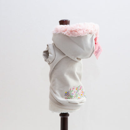 Hoodie sweatshirt crystals fakefur