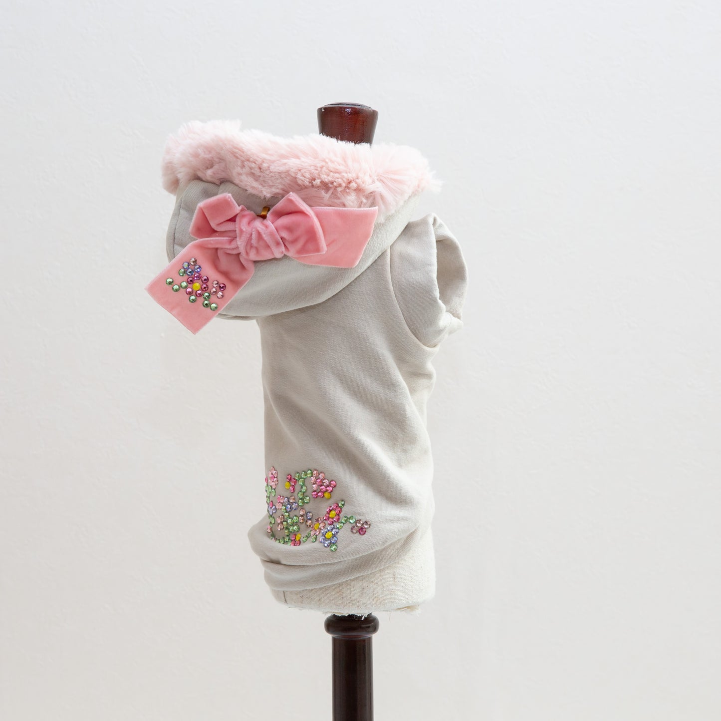 Hoodie sweatshirt crystals fakefur