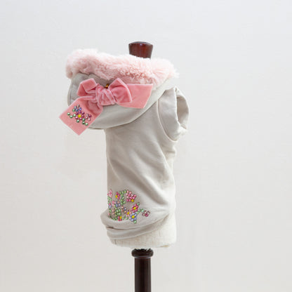 Hoodie sweatshirt crystals fakefur