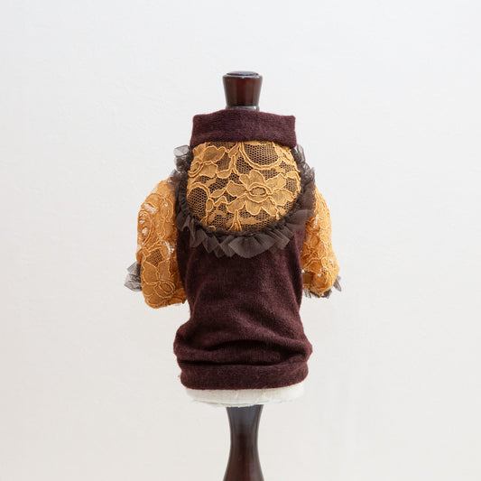 96-shirt brown lace caramel