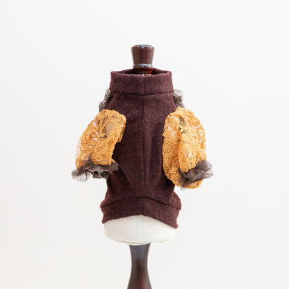 96-shirt brown lace caramel