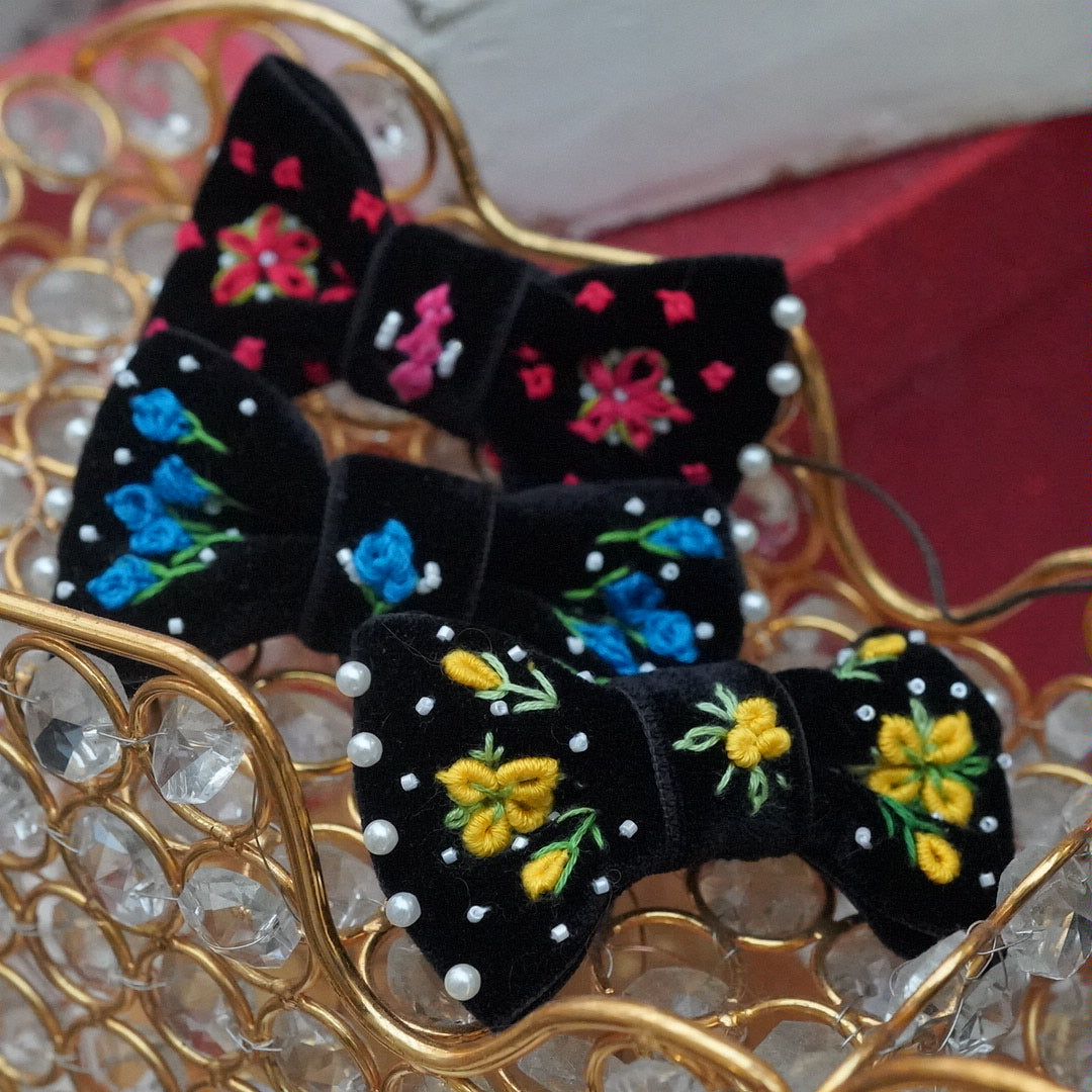 ベロアリボンバレッタ【OROKU　デニムリボン】