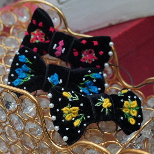 ベロアリボンバレッタ【OROKU　デニムリボン】