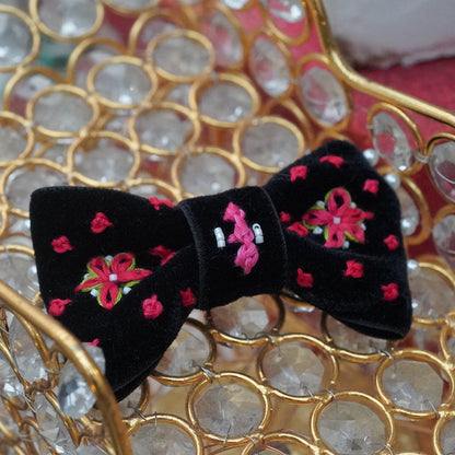 ベロアリボンバレッタ【OROKU　デニムリボン】