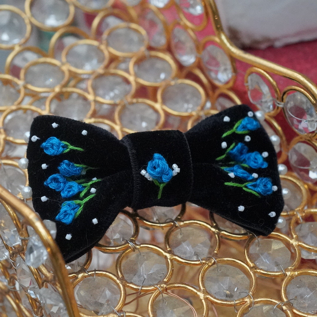 ベロアリボンバレッタ【OROKU　デニムリボン】