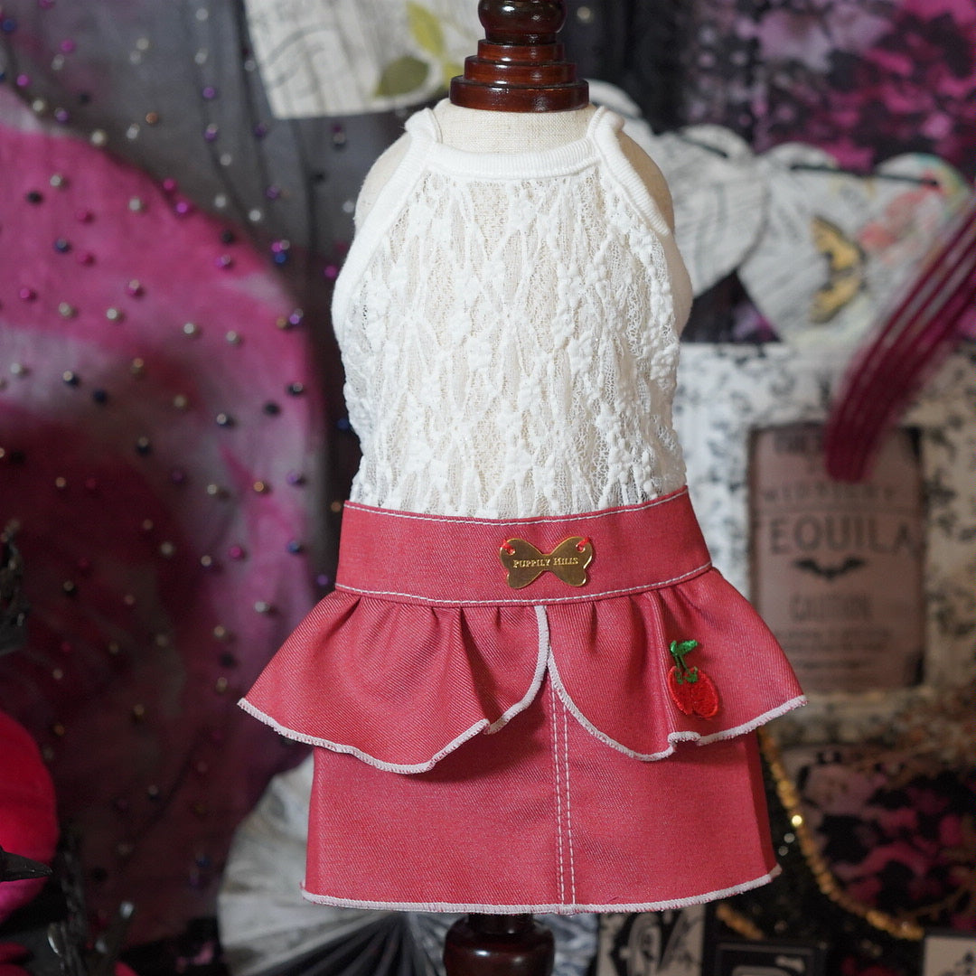 チェリーレッドデニムスカート【Ruban D'or】