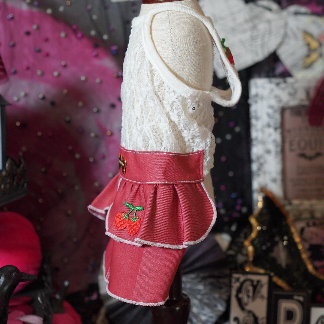 チェリーレッドデニムスカート【Ruban D'or】