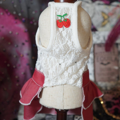 チェリーレッドデニムスカート【Ruban D'or】