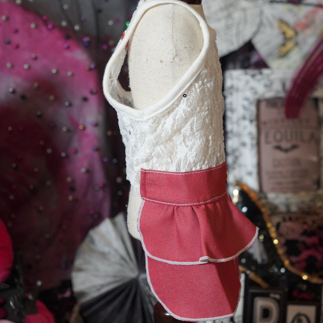 チェリーレッドデニムスカート【Ruban D'or】