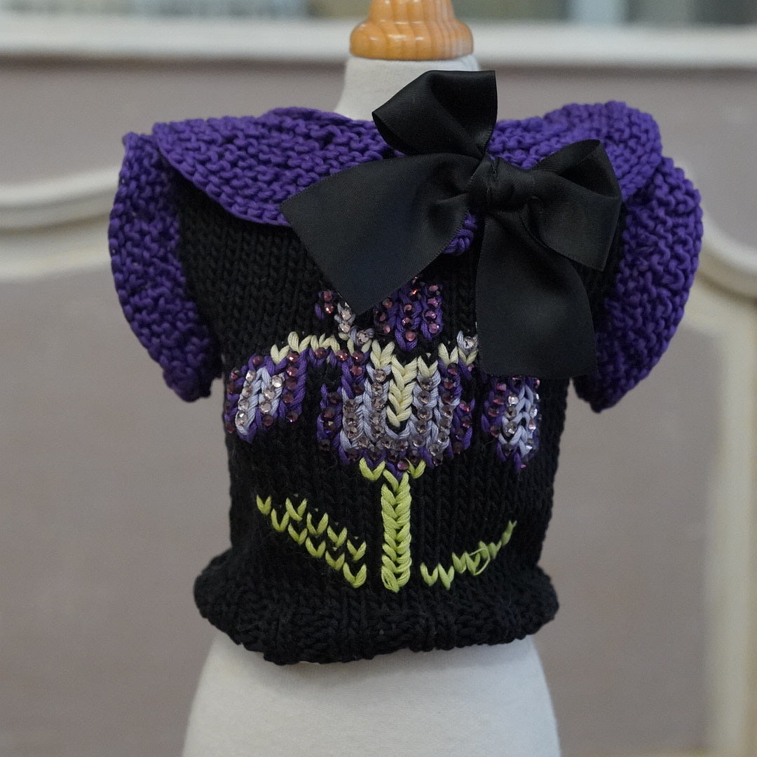 52-sweater black with iris embroidery