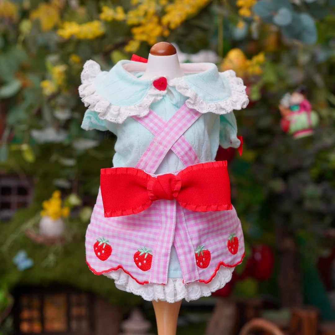 コットンレースいちごシャツ【Miss blue pet】