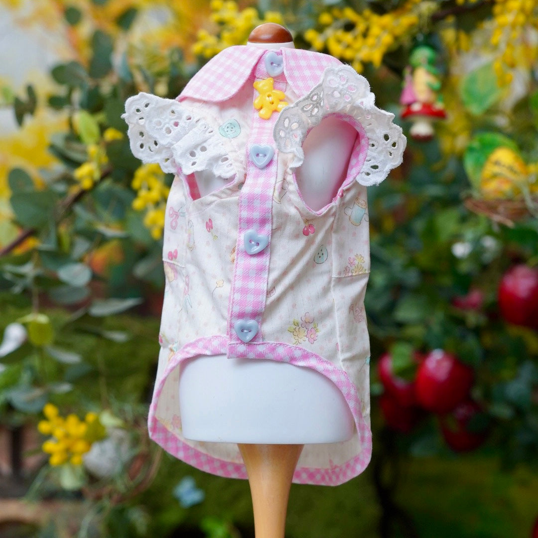 ギンガムチェックくまちゃんシャツ【Miss blue pet】