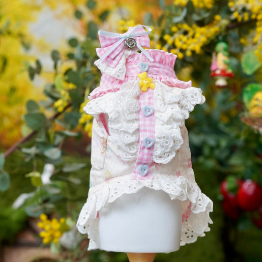 ギンガムチェックくまちゃんワンピース【Miss blue pet】