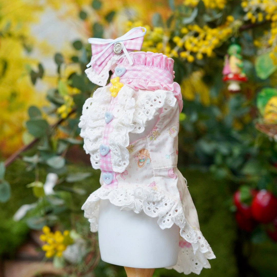 ギンガムチェックくまちゃんワンピース【Miss blue pet】