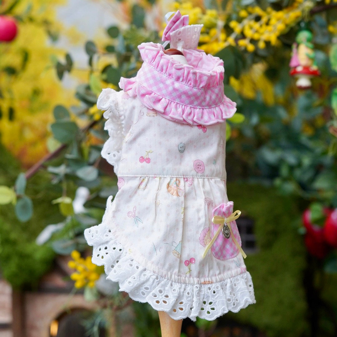 ギンガムチェックくまちゃんワンピース【Miss blue pet】