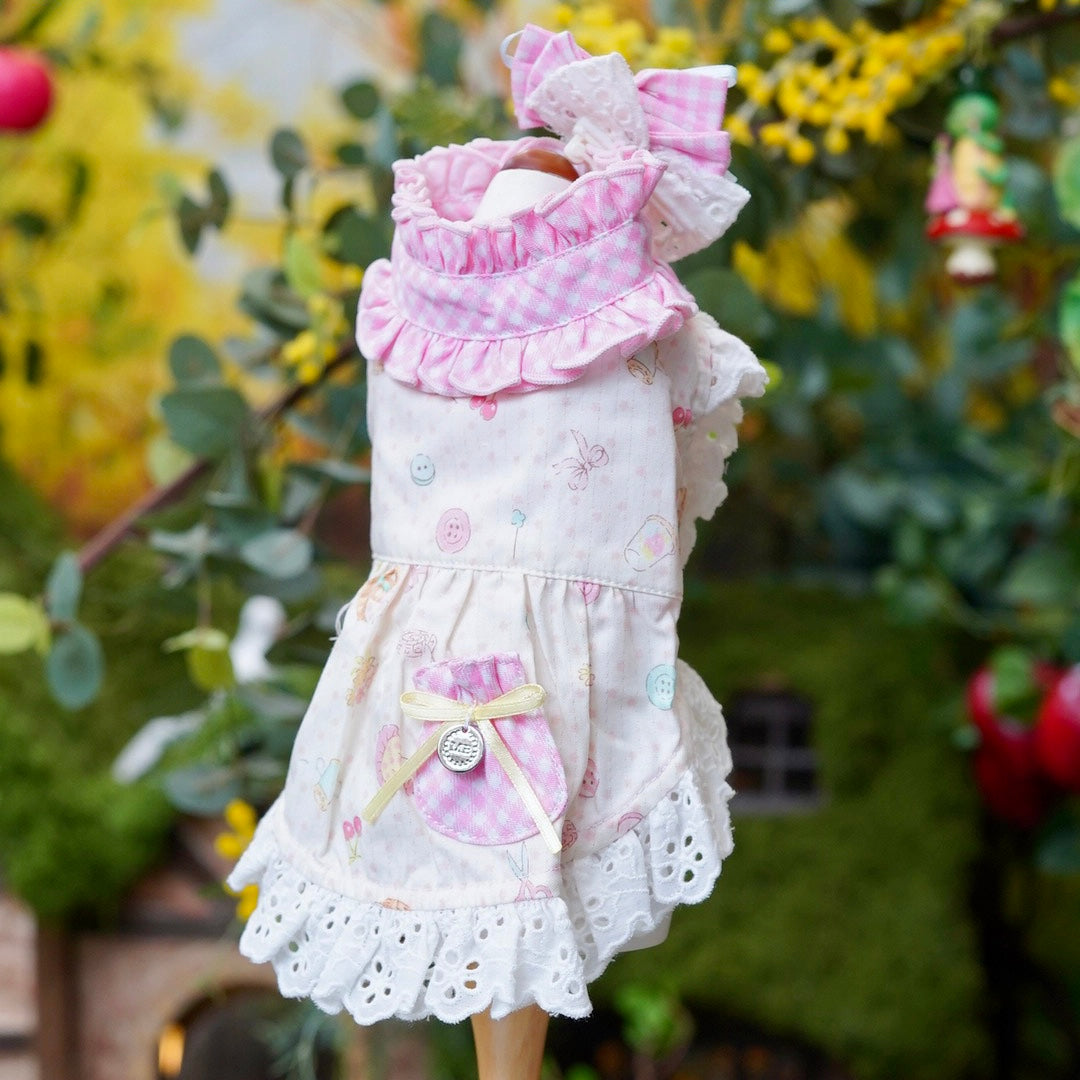 ギンガムチェックくまちゃんワンピース【Miss blue pet】