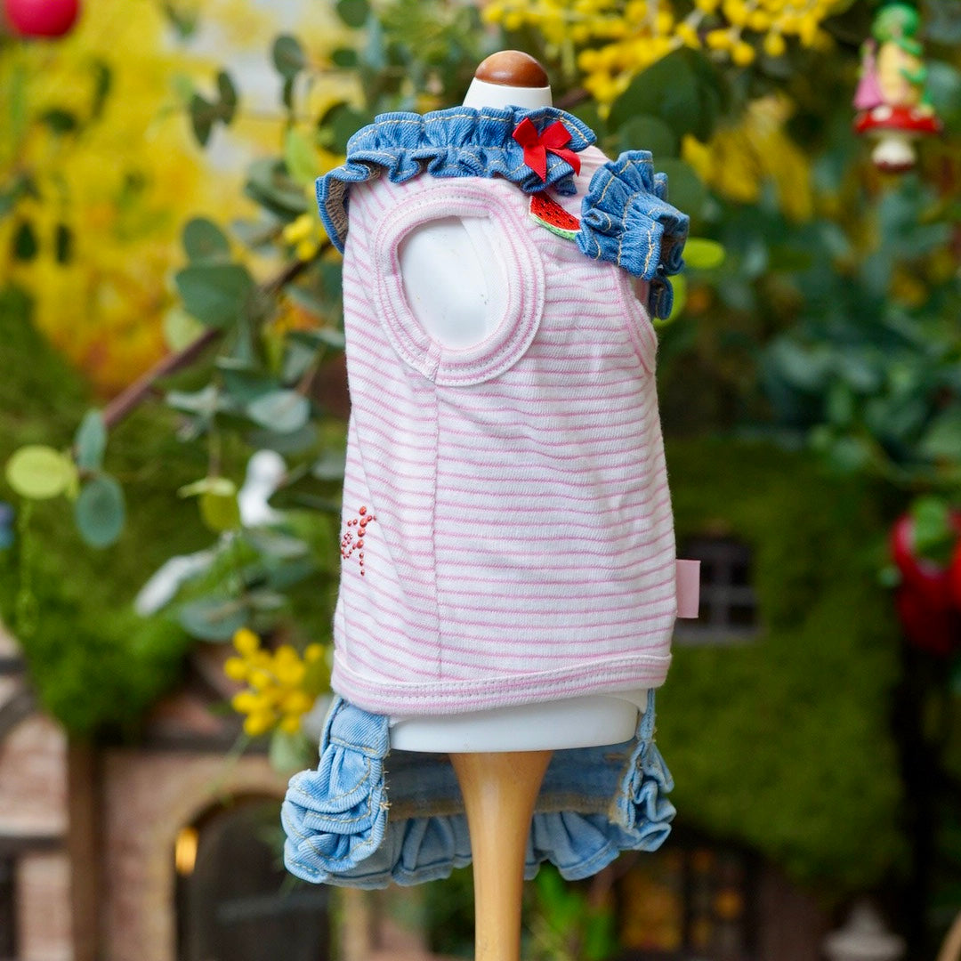 フルーツデニムンワンピース【Miss blue pet】