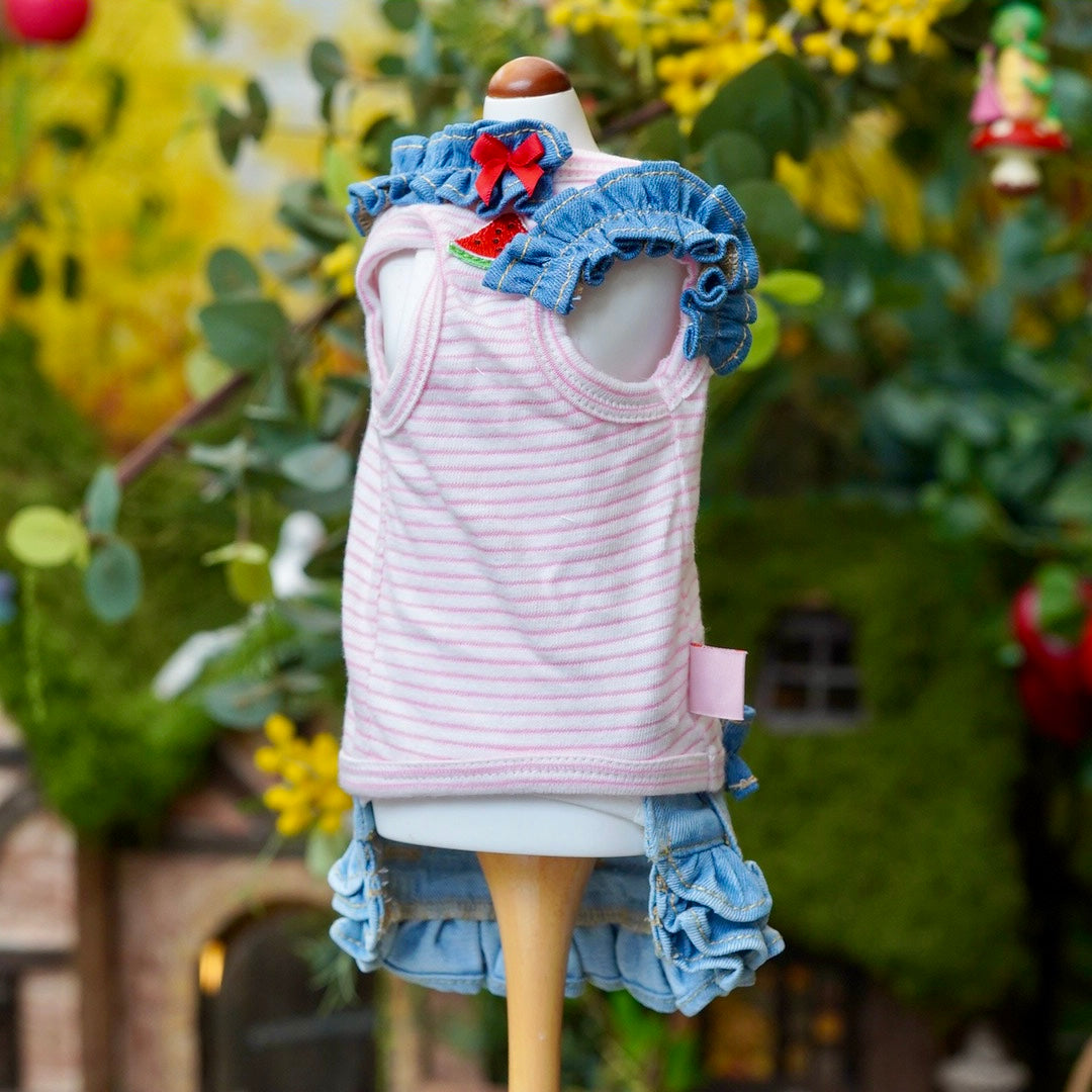 フルーツデニムンワンピース【Miss blue pet】