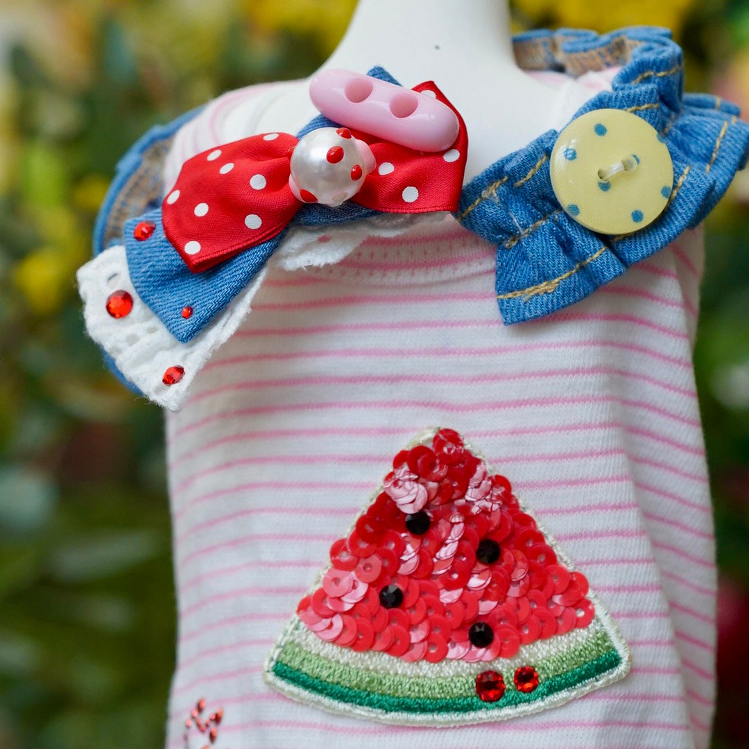 フルーツデニムンワンピース【Miss blue pet】