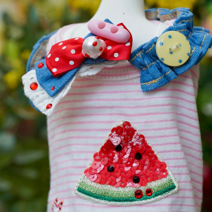 フルーツデニムンワンピース【Miss blue pet】