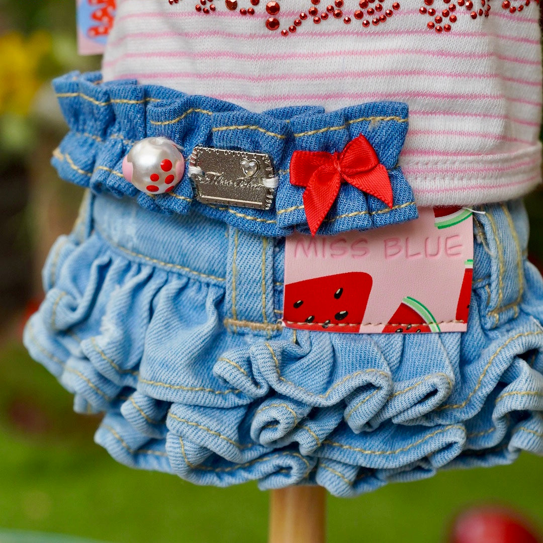 フルーツデニムンワンピース【Miss blue pet】